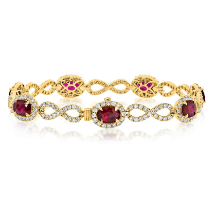 Yellow Gold Oval Ruby Bracelet — view 2