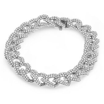 Diamond Chain Link Bracelet in White Gold — view 1