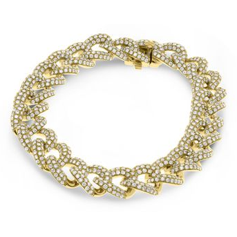 Diamond Chain Link Bracelet in Yellow Gold — view 1