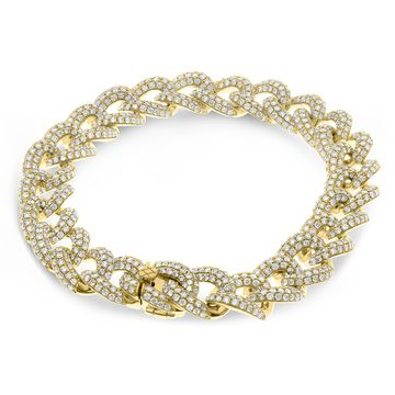 Diamond Chain Link Bracelet in Yellow Gold — view 2