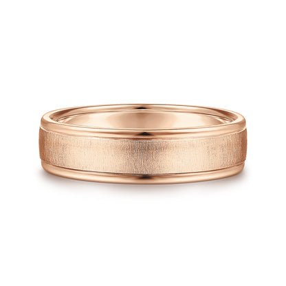 14K Rose Gold 6mm - Mens Wedding Band in Sandblast Finish — Gabriel & Co. MBH0164-60K4JJJ