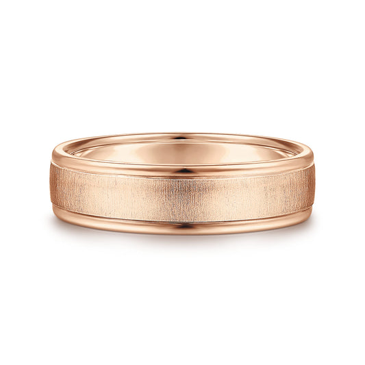 14K Rose Gold 6mm - Mens Wedding Band in Sandblast Finish — Gabriel & Co. MBH0164-60K4JJJ