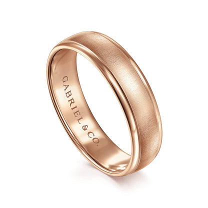 14K Rose Gold 6mm - Mens Wedding Band in Sandblast Finish — Gabriel & Co. MBH0164-60K4JJJ