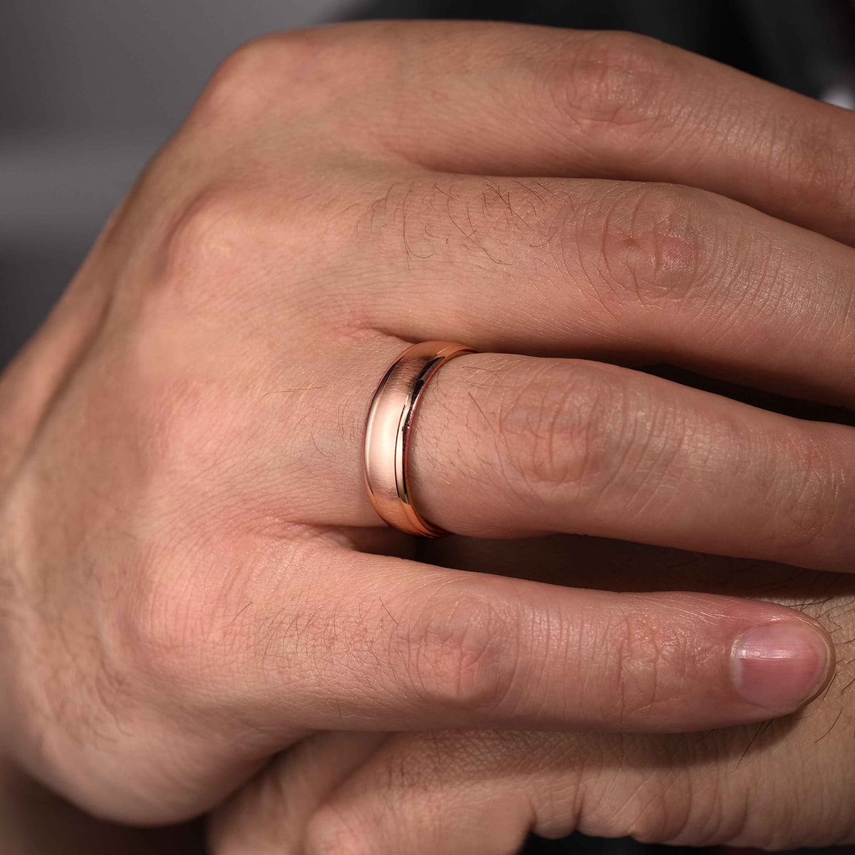 14K Rose Gold 6mm - Mens Wedding Band in Sandblast Finish — Gabriel & Co. MBH0164-60K4JJJ
