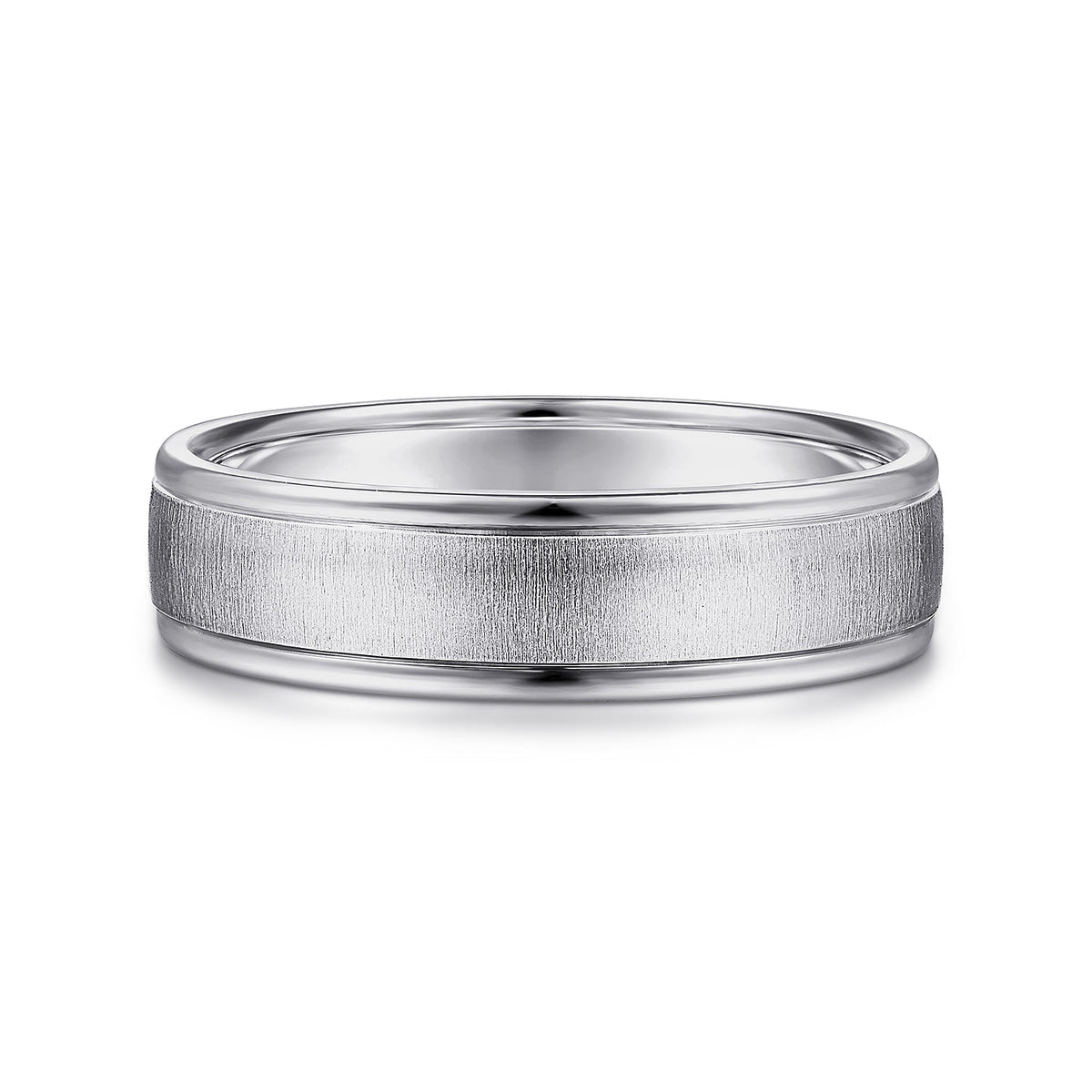 14K White Gold 6mm - Mens Wedding Band in Sandblast Finish — Gabriel & Co. MBH0164-60W4JJJ