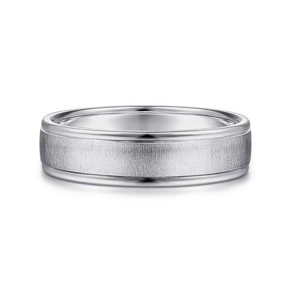 14K White Gold 6mm - Mens Wedding Band in Sandblast Finish — Gabriel & Co. MBH0164-60W4JJJ