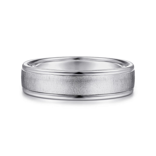 14K White Gold 6mm - Mens Wedding Band in Sandblast Finish — Gabriel & Co. MBH0164-60W4JJJ