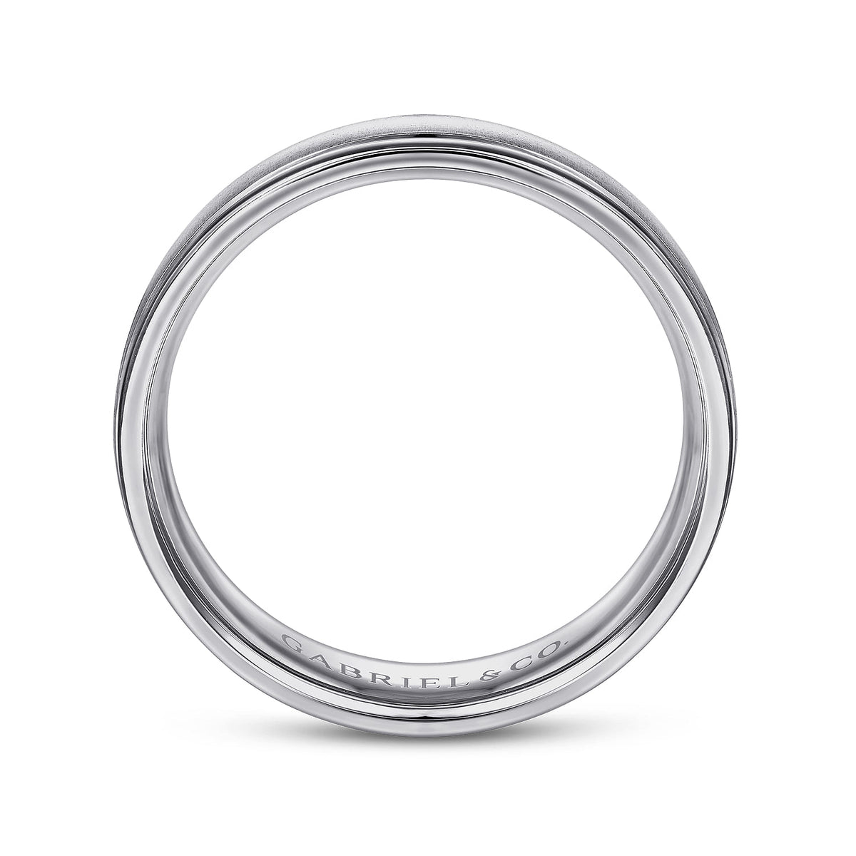 14K White Gold 6mm - Mens Wedding Band in Sandblast Finish — Gabriel & Co. MBH0164-60W4JJJ