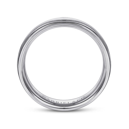 14K White Gold 6mm - Mens Wedding Band in Sandblast Finish — Gabriel & Co. MBH0164-60W4JJJ