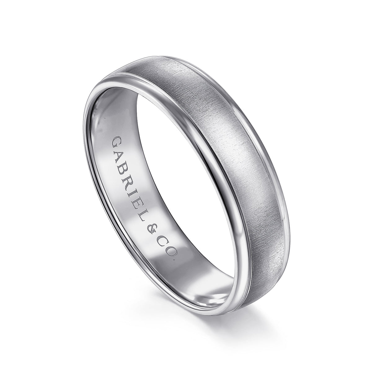 14K White Gold 6mm - Mens Wedding Band in Sandblast Finish — Gabriel & Co. MBH0164-60W4JJJ
