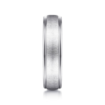 14K White Gold 6mm - Mens Wedding Band in Sandblast Finish — Gabriel & Co. MBH0164-60W4JJJ