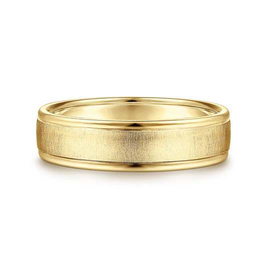 14K Yellow Gold 6mm - Men's Wedding Band in Sandblast Finish — Gabriel & Co. MBH0164-60Y4JJJ