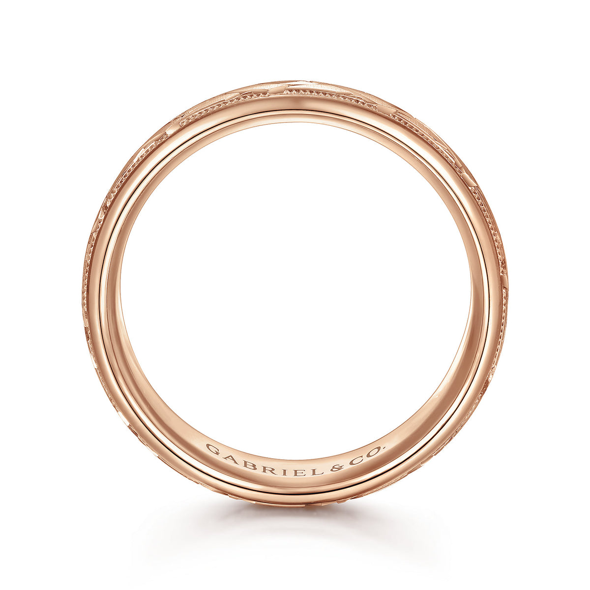 14K Rose Gold 7mm - Engraved Woven Mens Wedding Band in Satin Finish — Gabriel & Co. MBH0166-70K4JJJ