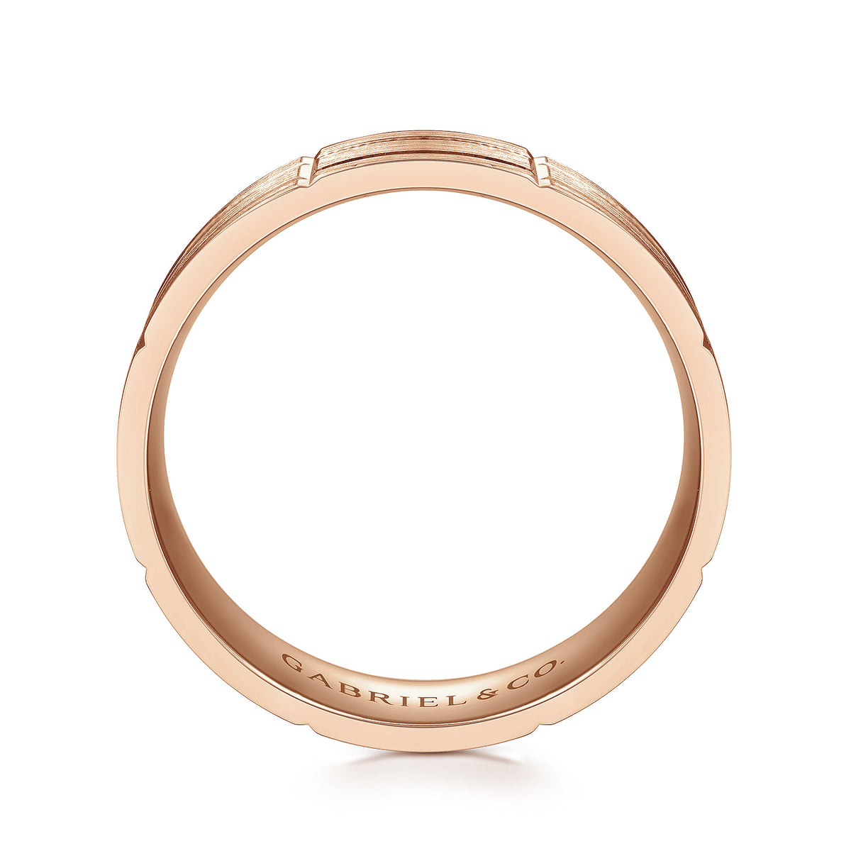 14K Rose Gold 6mm - Checkerboard Pattern Mens Wedding Band in Satin Finish — Gabriel & Co. MBL0149-60K4JJJ