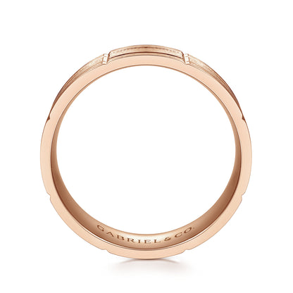 14K Rose Gold 6mm - Checkerboard Pattern Mens Wedding Band in Satin Finish — Gabriel & Co. MBL0149-60K4JJJ