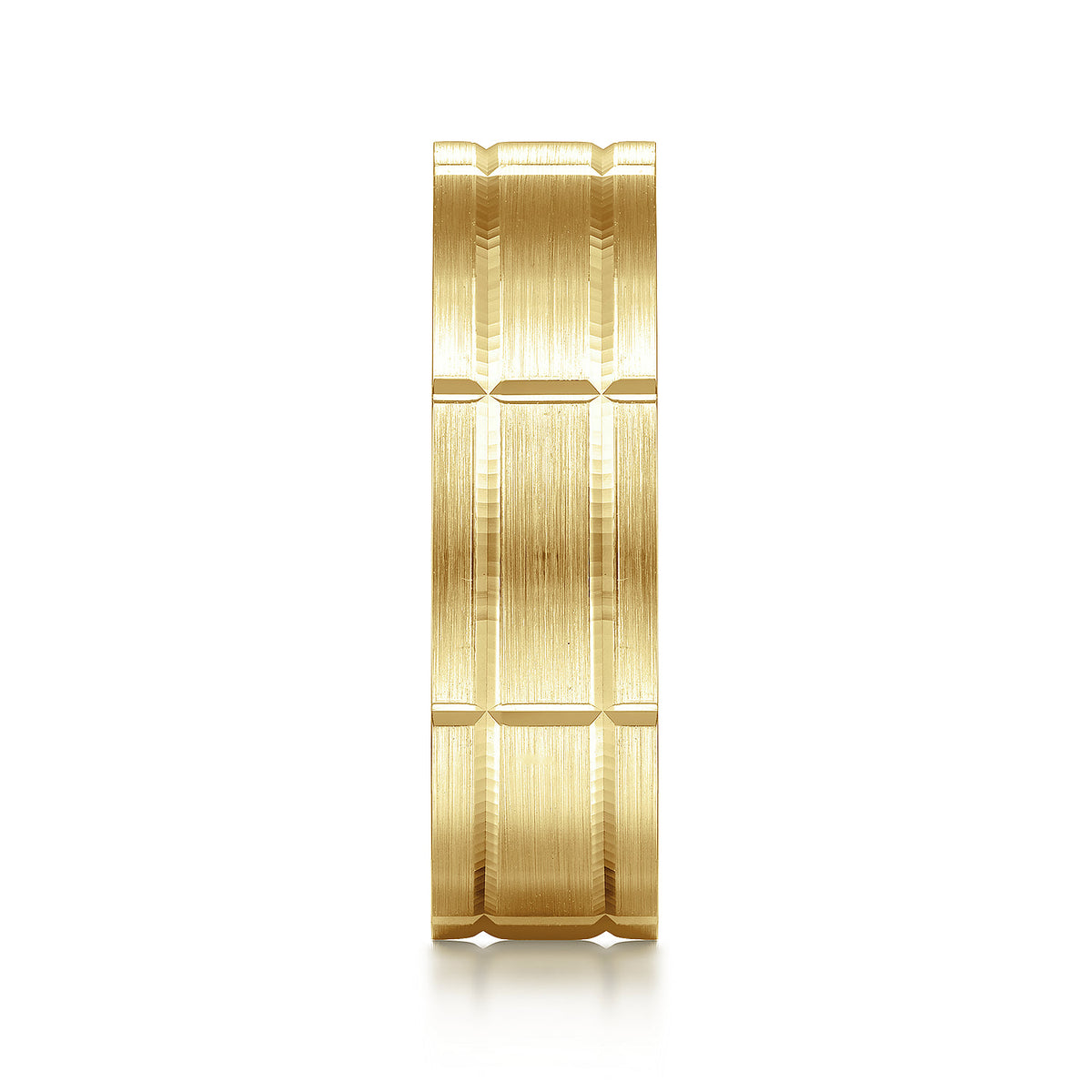 14K Yellow Gold 6mm - Checkerboard Pattern Mens Wedding Band in Satin Finish — Gabriel & Co. MBL0149-60Y4JJJ