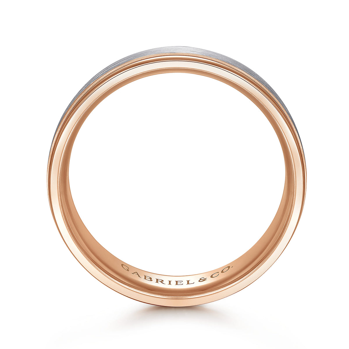 14K White-Rose Gold 7mm - Two Tone Mens Wedding Band in Satin Finish — Gabriel & Co. MBM0100-70T4JJJ