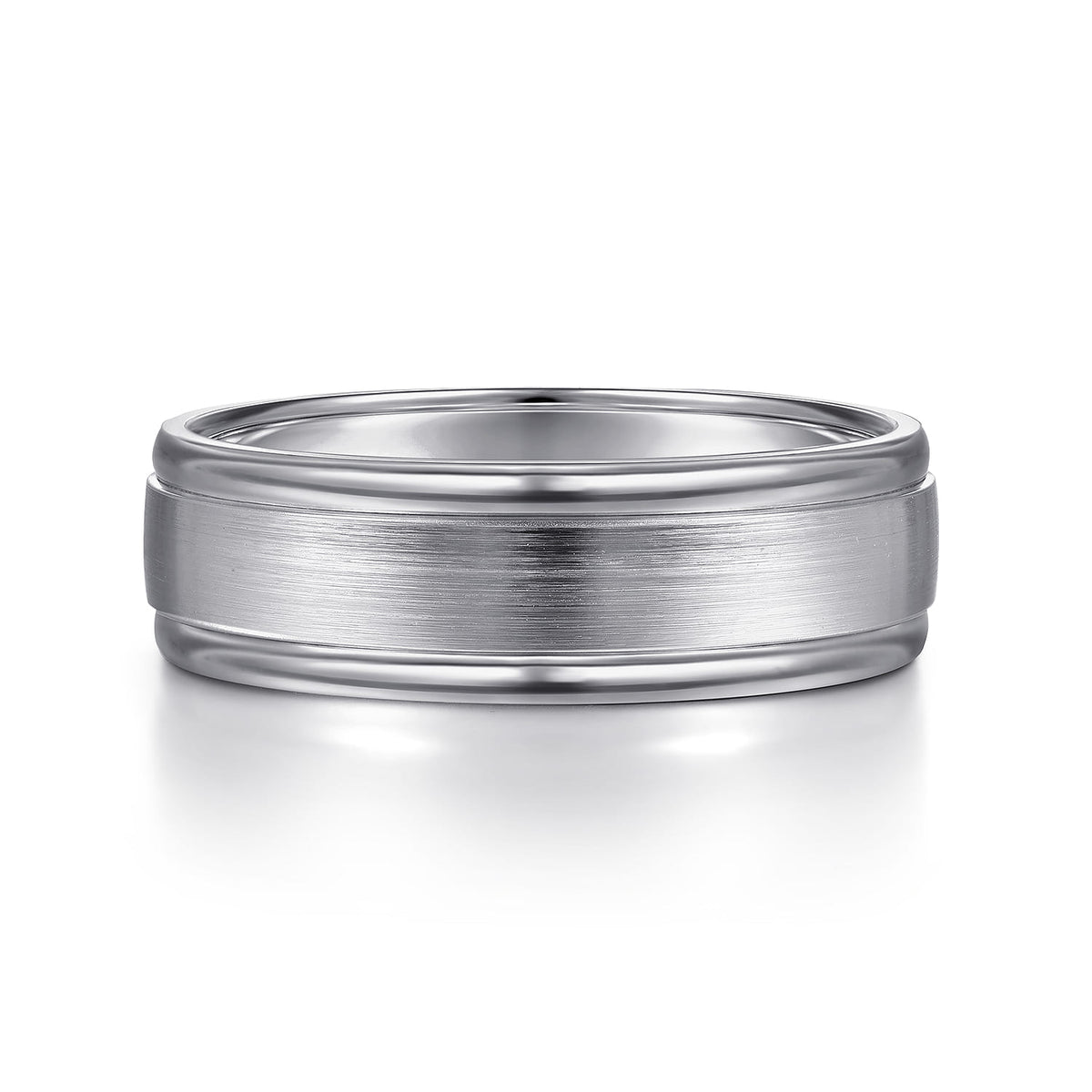 14K White Gold 7mm - Mens Wedding Band in Satin Finish — Gabriel & Co. MBM0100-70W4JJJ