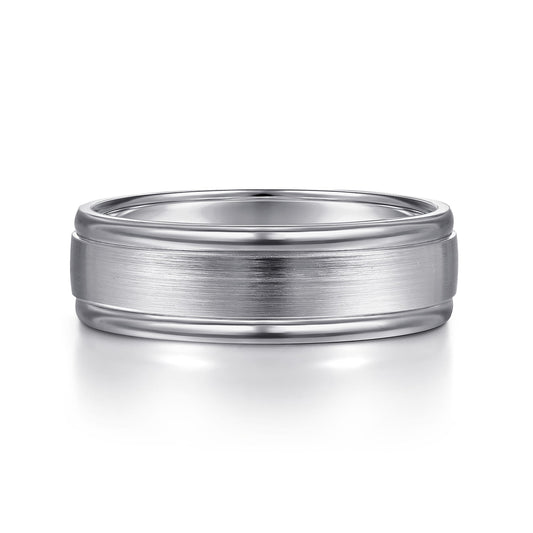 14K White Gold 7mm - Mens Wedding Band in Satin Finish — Gabriel & Co. MBM0100-70W4JJJ