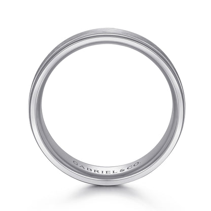 14K White Gold 7mm - Mens Wedding Band in Satin Finish — Gabriel & Co. MBM0100-70W4JJJ