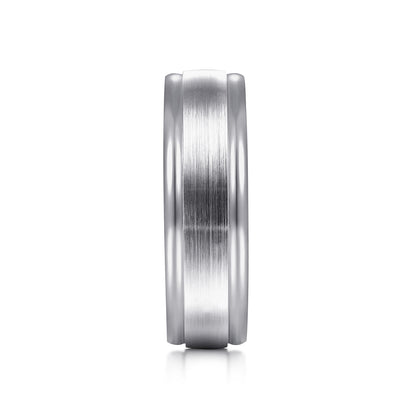 14K White Gold 7mm - Mens Wedding Band in Satin Finish — Gabriel & Co. MBM0100-70W4JJJ