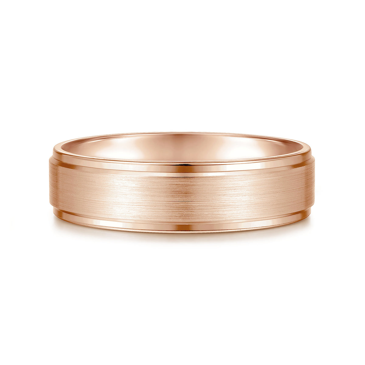14K Rose Gold 6mm - Beveled Edge Mens Wedding Band in Satin Finish — Gabriel & Co. MBM0109-60K4JJJ