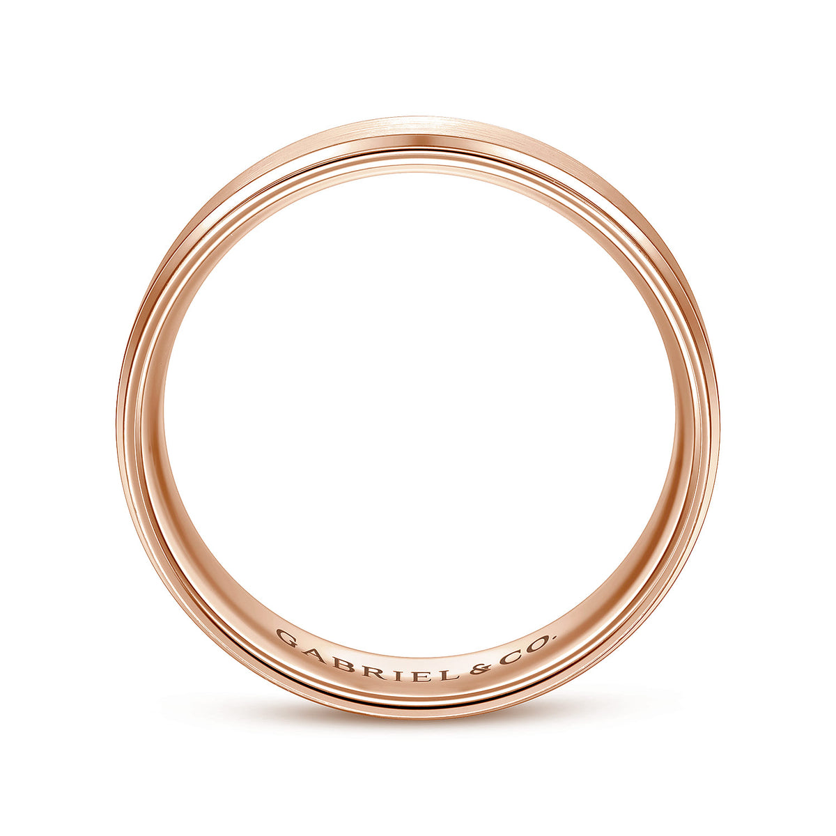 14K Rose Gold 6mm - Beveled Edge Mens Wedding Band in Satin Finish — Gabriel & Co. MBM0109-60K4JJJ