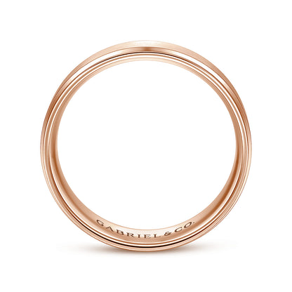 14K Rose Gold 6mm - Beveled Edge Mens Wedding Band in Satin Finish — Gabriel & Co. MBM0109-60K4JJJ