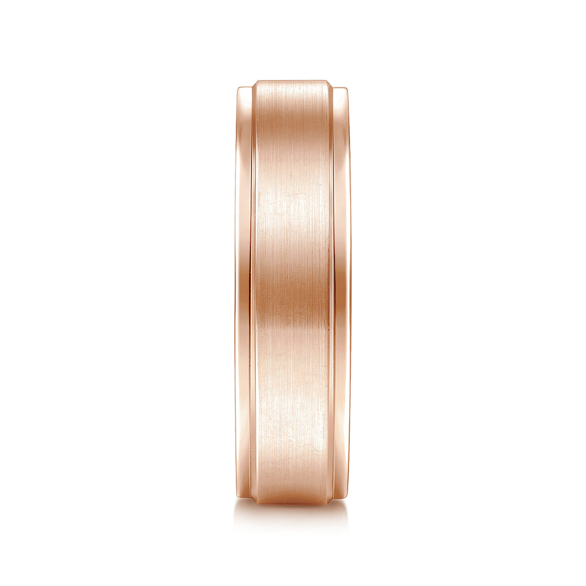 14K Rose Gold 6mm - Beveled Edge Mens Wedding Band in Satin Finish — Gabriel & Co. MBM0109-60K4JJJ
