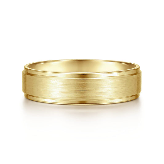 14K Yellow Gold 6mm - Beveled Edge Mens Wedding Band in Satin Finish — Gabriel & Co. MBM0109-60Y4JJJ