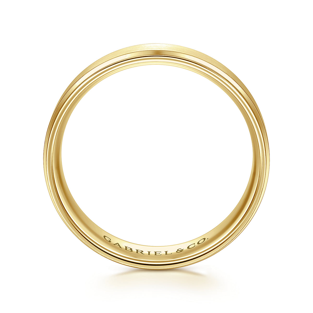 14K Yellow Gold 6mm - Beveled Edge Mens Wedding Band in Satin Finish — Gabriel & Co. MBM0109-60Y4JJJ
