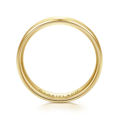 14K Yellow Gold 6mm - Beveled Edge Mens Wedding Band in Satin Finish — Gabriel & Co. MBM0109-60Y4JJJ