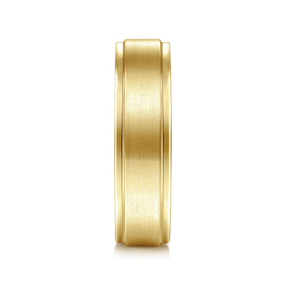 14K Yellow Gold 6mm - Beveled Edge Mens Wedding Band in Satin Finish — Gabriel & Co. MBM0109-60Y4JJJ