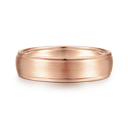 14K Rose Gold 6mm - Mens Wedding Band in Satin Finish — Gabriel & Co. MBM0115-60K4JJJ