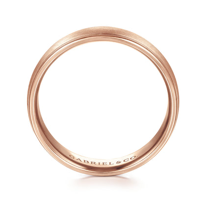 14K Rose Gold 6mm - Mens Wedding Band in Satin Finish — Gabriel & Co. MBM0115-60K4JJJ