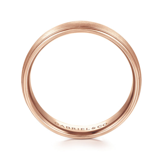 14K Rose Gold 6mm - Mens Wedding Band in Satin Finish — Gabriel & Co. MBM0115-60K4JJJ