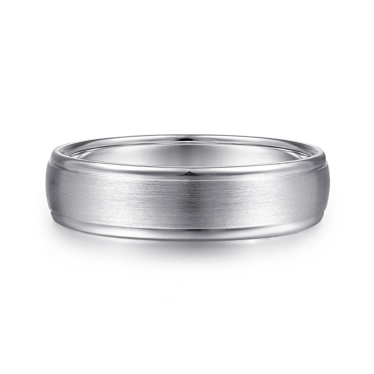 14K White Gold 6mm - Men's Wedding Band in Satin Finish — Gabriel & Co. MBM0115-60W4JJJ