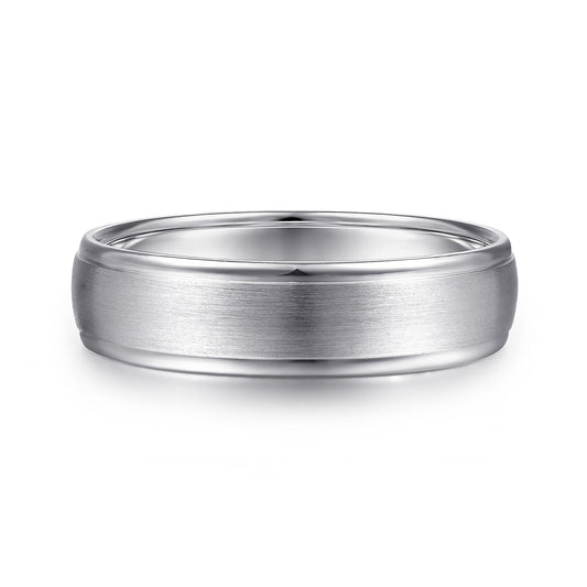 14K White Gold 6mm - Men's Wedding Band in Satin Finish — Gabriel & Co. MBM0115-60W4JJJ