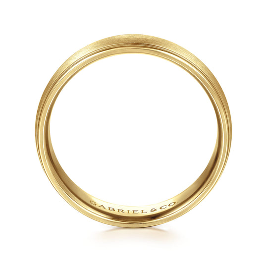 14K Yellow Gold 6mm - Mens Wedding Band in Satin Finish — Gabriel & Co. MBM0115-60Y4JJJ