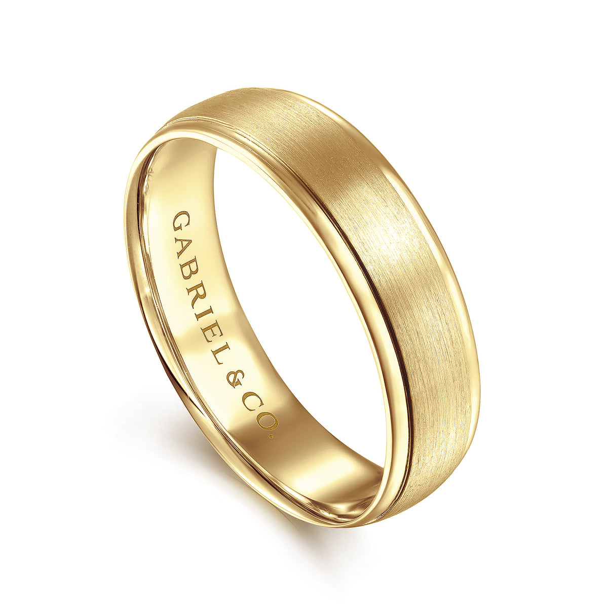 14K Yellow Gold 6mm - Mens Wedding Band in Satin Finish — Gabriel & Co. MBM0115-60Y4JJJ