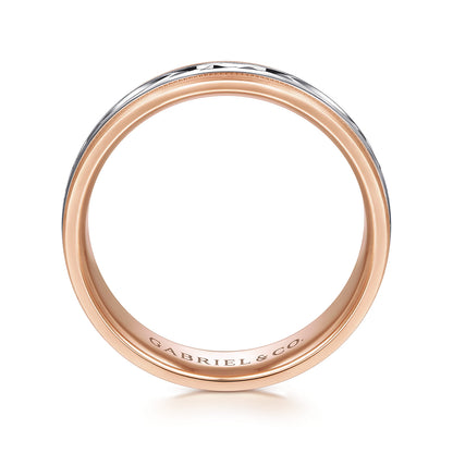 14K White-Rose 6mm - Engraved Mens Wedding Band in Satin Finish — Gabriel & Co. MBM0119-60T4JJJ