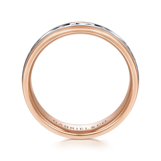 14K White-Rose 6mm - Engraved Mens Wedding Band in Satin Finish — Gabriel & Co. MBM0119-60T4JJJ