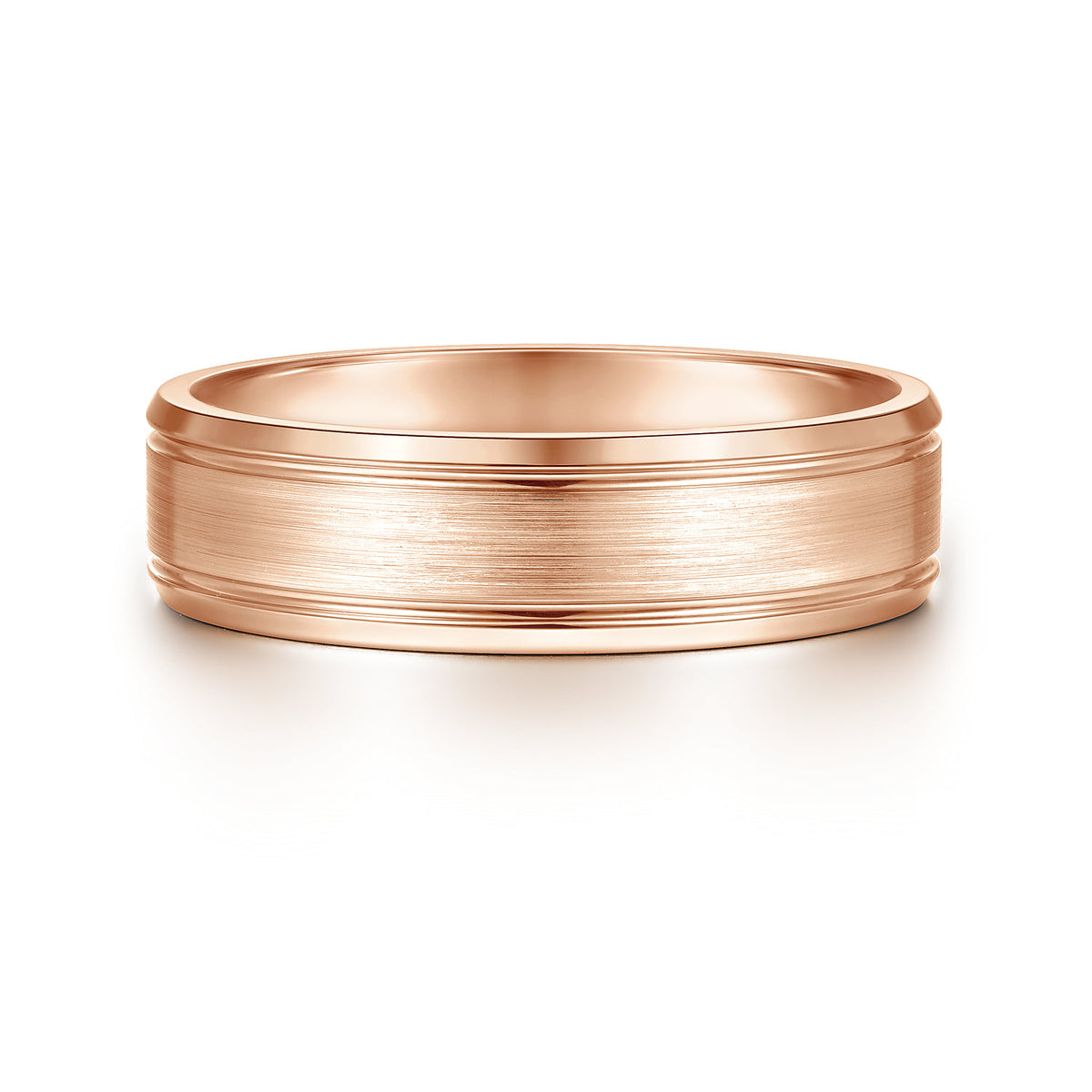 14K Rose Gold 6mm - Mens Wedding Band in Satin Finish — Gabriel & Co. MBM0127-60K4JJJ