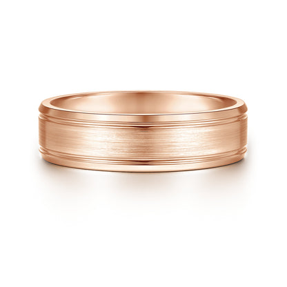 14K Rose Gold 6mm - Mens Wedding Band in Satin Finish — Gabriel & Co. MBM0127-60K4JJJ