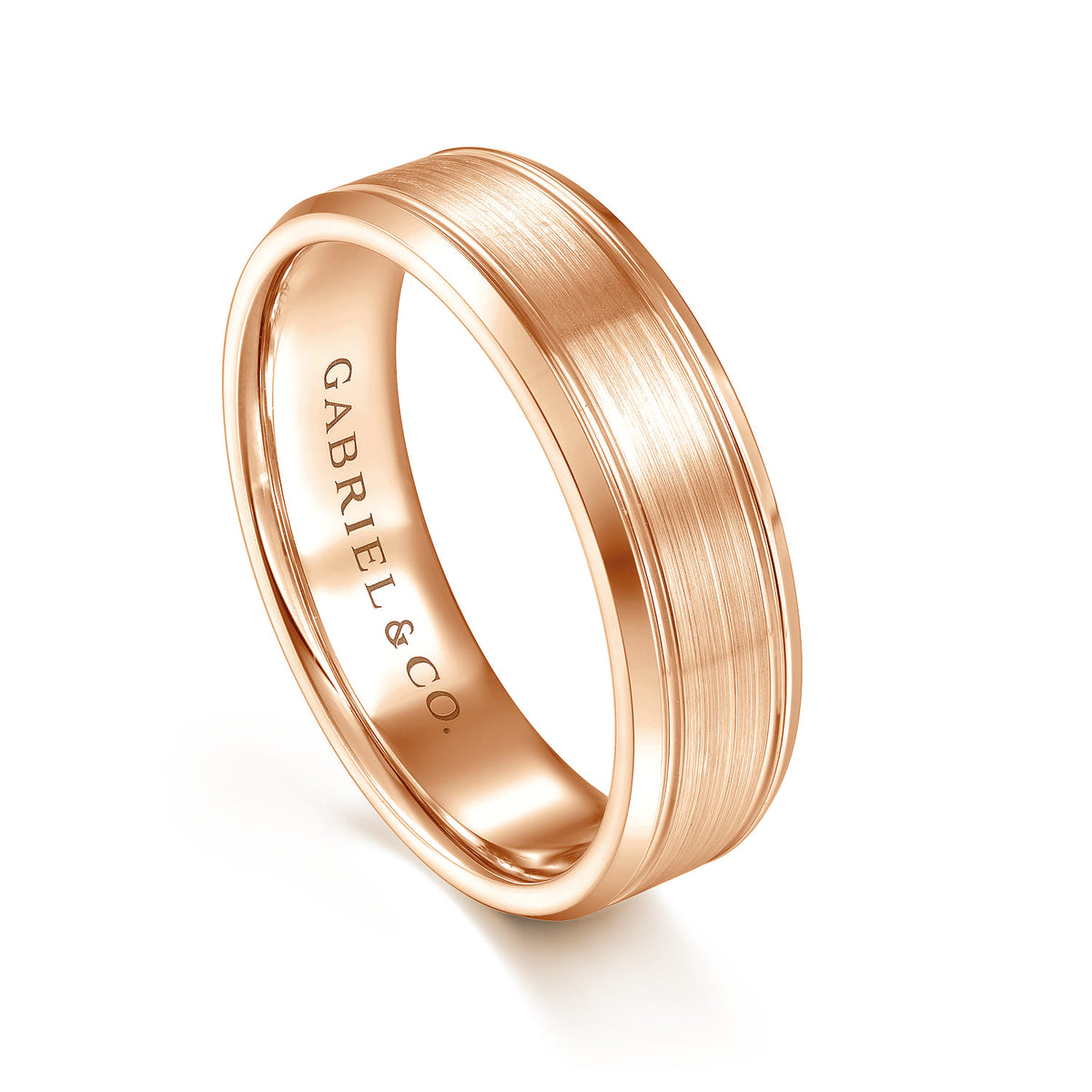 14K Rose Gold 6mm - Mens Wedding Band in Satin Finish — Gabriel & Co. MBM0127-60K4JJJ