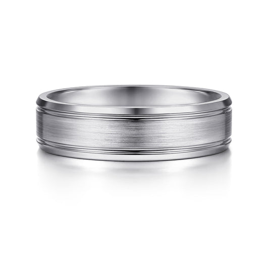 14K White Gold 6mm - Men's Wedding Band in Satin Finish — Gabriel & Co. MBM0127-60W4JJJ