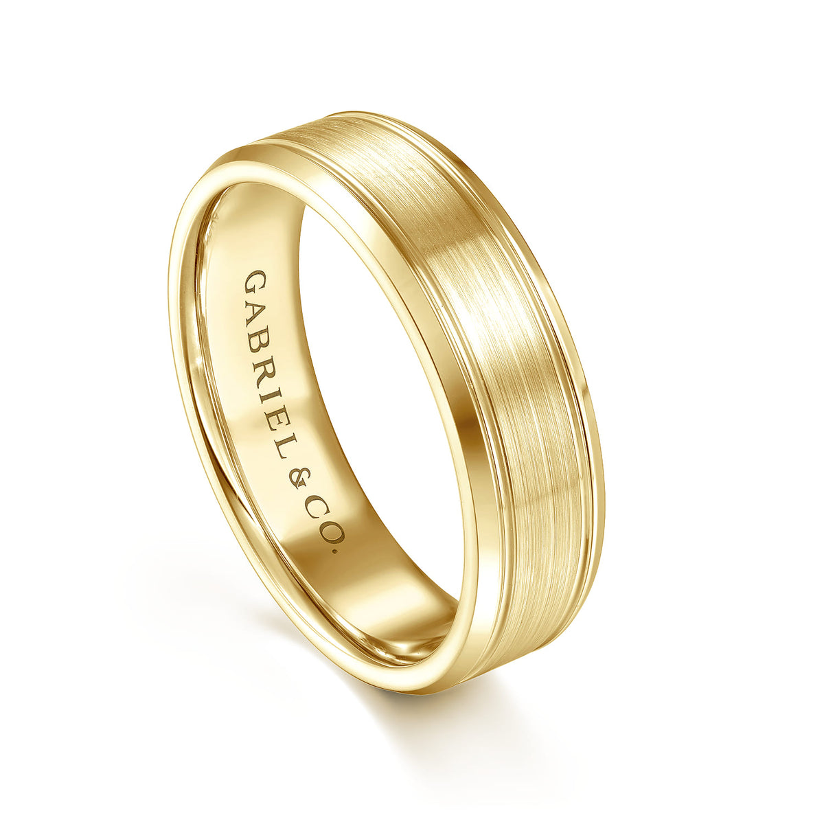 14K Yellow Gold 6mm - Mens Wedding Band in Satin Finish — Gabriel & Co. MBM0127-60Y4JJJ