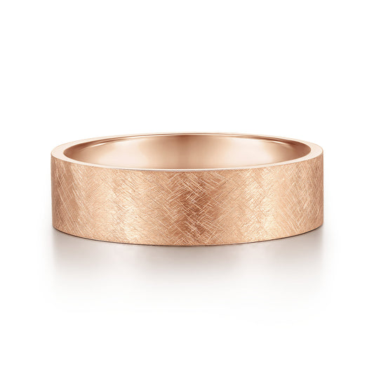 14K Rose Gold 6mm - Mens Wedding Band in Brushed Finish — Gabriel & Co. MBM0137-60K4JJJ