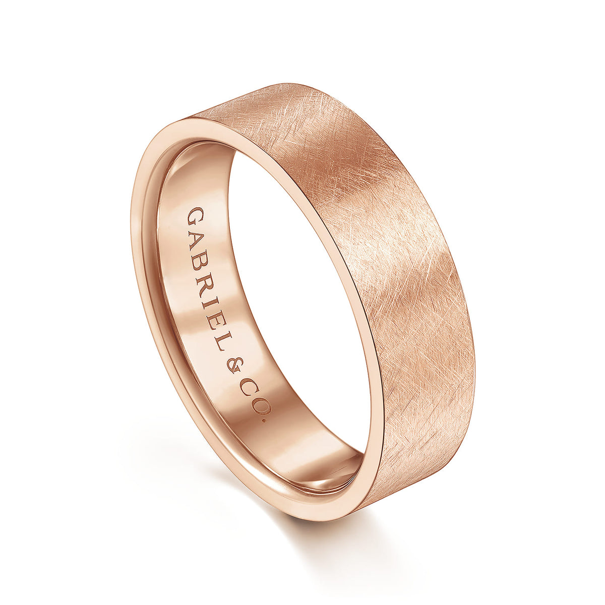 14K Rose Gold 6mm - Mens Wedding Band in Brushed Finish — Gabriel & Co. MBM0137-60K4JJJ