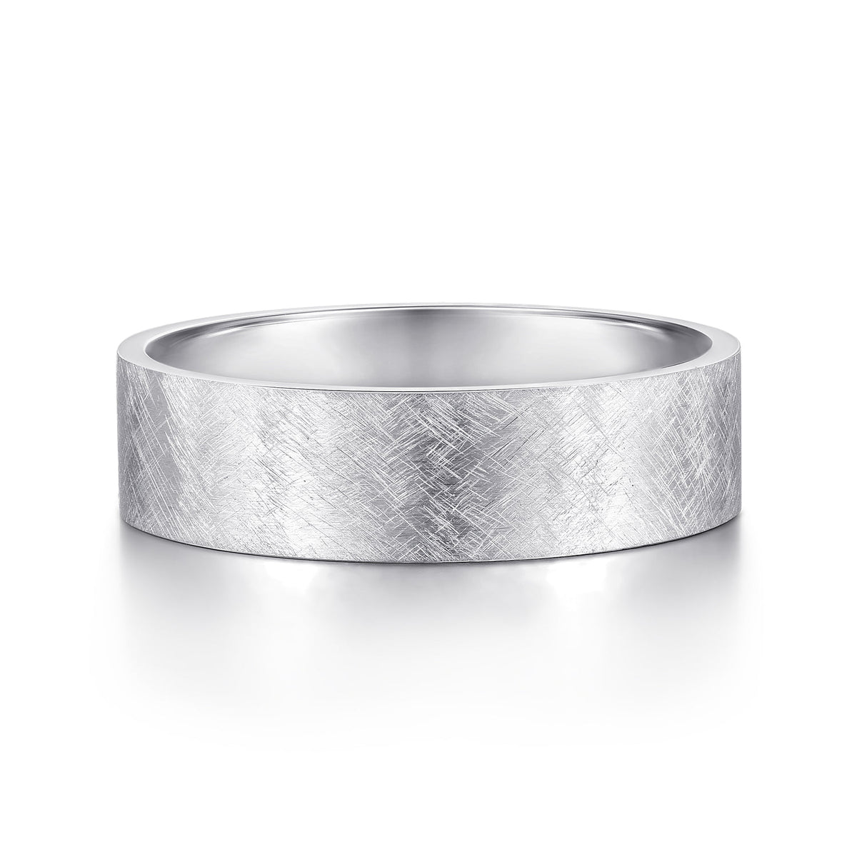 14K White Gold 6mm - Mens Wedding Band in Brushed Finish — Gabriel & Co. MBM0137-60W4JJJ